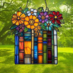 Floral Stack of Books Acrylic Suncatcher - Image 3