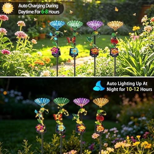 VOOKRY Solar Garden Decor Lights Outdoor & bee/Bird/Butterfly Water Station - Image 2
