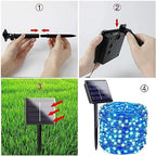 Solar String Lights Outdoor, 4 Pack Each 100 LED Solar Christmas Twinkle Lights Outside, Waterproof Copper Wire with 8 Modes Solar Fairy Lights for Garden Yard Tree Birthady Christmas Decor (Blue) - Image 3