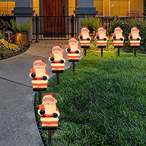GOOTHY 2 Sets Santa Christmas Pathway Lights, 7Ft C7 Outdoor Christmas String Lights with 8 Santa Claus Marker Stakes Light, Connectable Xmas Decorations Light for Patio Yard Driveway Garden Walkway by Goothy