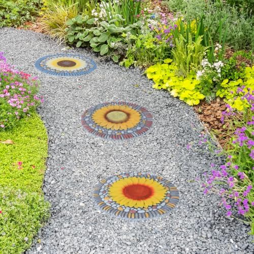 3 Pack Sunflower Stepping Stones Outdoor, 10 Inch Garden Walkway Stones - Image 5
