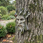 Tree Face Garden Statues Outdoor Decoration Clearance, Whimsical Old Man Tree Faces for Fence Hugger Sculpture, Wallmount Statue Fairy Art with Mushroom, Patio Home Hanging Decor, 6.9" x 2.8" x 9.8" - Image 6