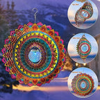 FONMY Solar Wind Spinner Mandala Flame 3D Stainless Steel Hanging Wind Spinners Worth Gift Christmas Decoration Indoor/Outdoor Garden Décor Kinetic Yard Art 12 Inches Multi Red Wind Sculpture - Image 4