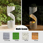 Glitzhome Outdoor Water Fountain with LED Light, Modren Curved Waterfall Fountain with Stone Planter, Faux Terrazzo Spiral Shaped Outdoor Fountains Water Feature for Garden Patio Deck Porch, 40.25”H - Image 5