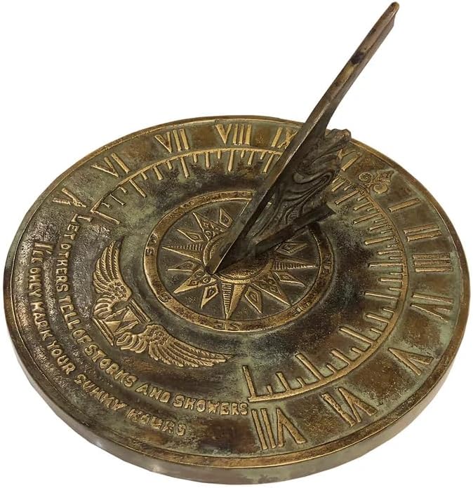 NauticalMart Colonial Sundial Solid Brass with Let Others Tell of Storms and Shower, I'll Only Mark Your Sunny Hours Sundial Outdoor Sundial Gift A Great Present for Friends, Couples, Parents by NauticalMart
