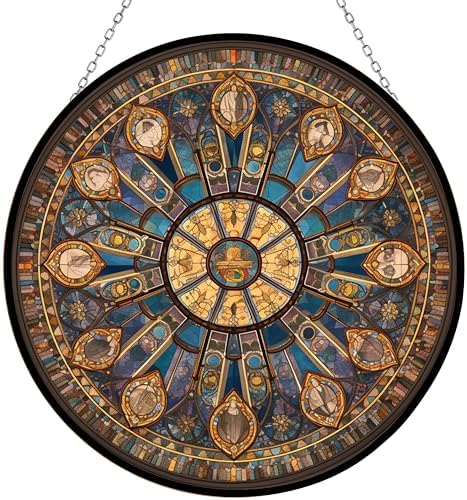 9.84 Inch Monument and Golden Star Suncatcher Stained Glass Window Hangings Sun Catchers Colorful Ornament Gifts for Women Mom Wife Halloween Christmas Housewarming by Unknown