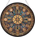 9.84 Inch Monument and Golden Star Suncatcher Stained Glass Window Hangings Sun Catchers Colorful Ornament Gifts for Women Mom Wife Halloween Christmas Housewarming by Unknown