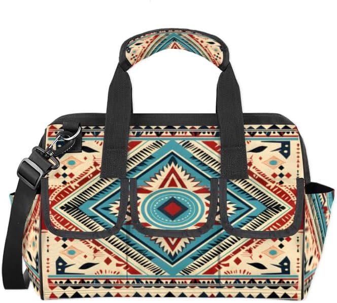 Boho Aztec Pattern Tool Bags for Men Women Multi-Pockets Wide Mouth Tool Organizer Storage Tote Bag Waterproof Stroage Bags with Adjustabe Shoulder Straper for Car Electrician Garden by Customizeyouruniqueproduct