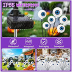 Kohlrabi Halloween Decorations Outdoor, 4 Pack 24 LED Solar Purple Scary Eyeball Swaying Lights, Solar Firefly Light Waterproof Outdoor Garden Lights for Halloween Yard Party - Image 4