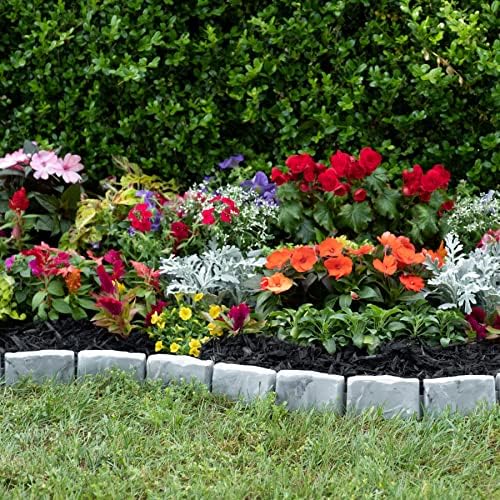 EasyFlex No-Dig Landscape Edging with Anchoring Spikes, 2.7 in. Tall Decorative Stone-Look Garden Border, 60 Foot Kit, Slate Gray - Image 7