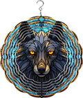 Wolf Wind Spinner, 10", Aluminum (Stain Black Blue) by Unknown