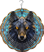 Wolf Wind Spinner, 10", Aluminum (Stain Black Blue) by Unknown
