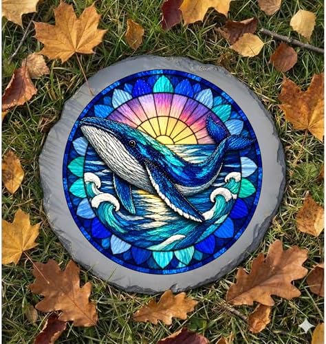 Magnolia Garden 10-Inch Humpback Whale Stepping Stone - Faux Stained Glass Ocean Marine Garden Stone, Weather-Resistant Resin Pathway Accent, Nautical Sea Life Outdoor Yard Decor & Walkway Plaque - Image 6
