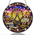 9.84 Inch Stained Glass Window Hanging Ferris Wheel County Fair Carnival Scene Sun Catchers Vibrant Amusement Park Festival Suncatchers for Home Porch Garden Indoor & Outdoor Decor by Unknown