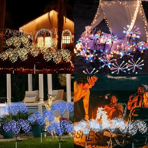 JJGoo Solar Garden Lights, New Upgraded 6 Pack Solar Swaying Starburst Light, Waterproof Fireworks Outdoor Lights, Yard Patio Pathway Decoration, Colorful - Image 7