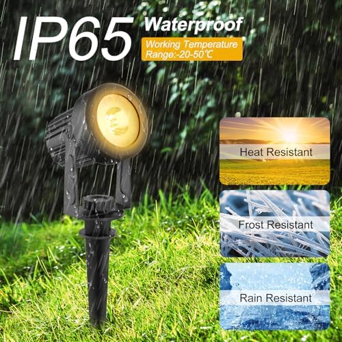 T-SUNUS Solar Landscape Spotlights 6-in-1 Warm White 3000K Outdoor Garden - Image 3