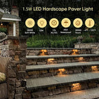 LED Hardscape Lighting,1.5W Outdoor Step Lights,AC/DC 12V Low Voltage IP67 Waterproof Retaining Wall Lights,Stainless Steel Warm White Paver Wall Light in Garden Pathway Step Stairs (8 Pack) - Image 3