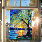 Customized Vertical Rectangle Willow Tree Suncatcher Stained Glass Window Hangings Sun Catchers Colorful Ornament Gifts for Women Mom Wife Christmas Halloween Housewarming - Image 3