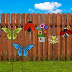 Garden Decor Metal Yard Stakes Spring Lawn Art Decorative Plant Stake Indoor Outdoor Ornaments Decoration for Patio Pathway Backyard (Blue + Green Butterfly) - Image 3