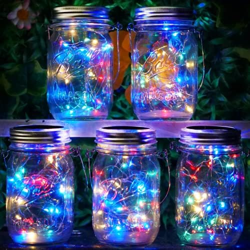 SunKite Solar Mason Jar Lights, 12 Pack 30 LED Waterproof Fairy Firefly Jar Lids String Lights with Hangers(NO Jars), Patio Yard Garden Wedding Decoration - Multicolored2 - Image 4