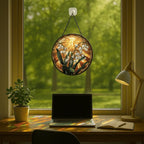 Stained Glass Window Hanging Lily of The Valley with Sunburst 11.8in Floral Sun Catcher, Vintage Rustic Home Decor - Image 5