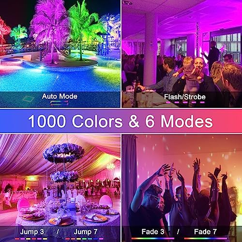 Upgraded LED Flood Light Outdoor 25W 4 Pack, DIY Color Changing Christmas Lights Outdoor Patio Floodlights with Remote, IP66 Waterproof RGB Spot Light Timing Uplights for Events Party Stage Light - Image 4