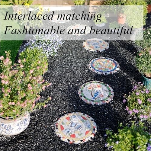 Colorful Garden Stepping Stones for The Lawn, Decorative Stepping Stones with Animal and Plant, Funny Dragonfly Garden Decor, Round Butterfly Garden Stones(C) - Image 6