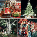 JMEXSUSS 2 Pack Solar String Lights Outdoor Waterproof, Total 400 LED 151FT Solar Christmas Lights Outdoor, 8 Modes Christmas Light for Outside Patio Yard Tree Decorations, White to Multicolor - Image 6