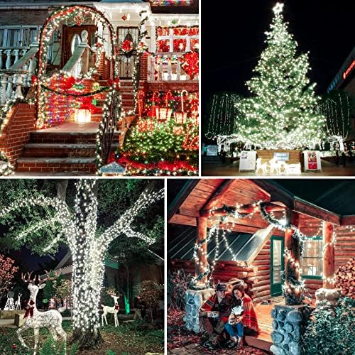 JMEXSUSS 2 Pack Solar String Lights Outdoor Waterproof, Total 400 LED 151FT Solar Christmas Lights Outdoor, 8 Modes Christmas Light for Outside Patio Yard Tree Decorations, White to Multicolor - Image 6