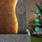 AUTODAYA 39" Modern Zen Outdoor Water Fountain LED Cascading Waterfall - Image 5