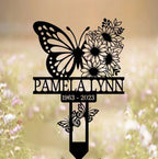 DINOMAN Personalized Memorial Plaques for Outdoors Butterfly Sunflower Mom Grave Marker Metal Garden Stakes Mom Memorial Gifts Sympathy Gifts for Loss of Loved One (Butterfly Sunflower) by DINOMAN