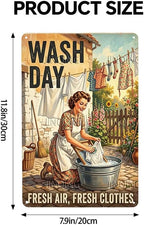 Woman Doing Laundry Tin Sign 8x12Inch - Image 3