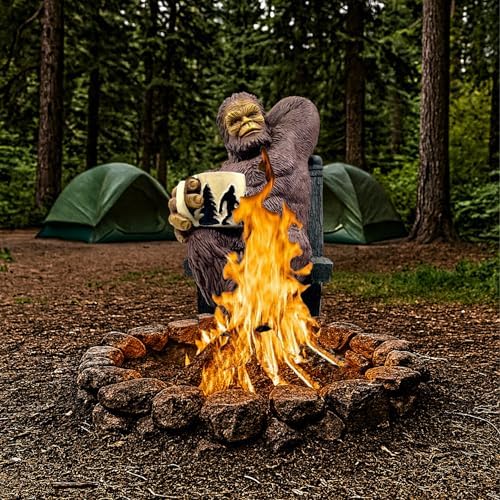 Bella Haus Bigfoot Garden Statue | Sasquatch Enjoying Morning Coffee | Whimsical Bigfoot Cabin Décor for Yard Patio Office or Home | Mythical Coffee-Loving Sasquatch Figurine | Hand-Painted Resin - Image 2