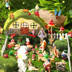 Suzile 50 Pcs Solar Fairy House Garden Accessories Set, Stone House - Image 3