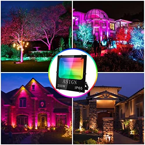ASIGN 200W Bluetooth Control RGB LED Floodlight Outdoor&Indoor Waterproof Color Changing Floodlight Wall Washer Light for Home Decor Outdoor Featival Decoration - Image 7