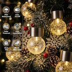 Hanging Solar Lights Outdoor Garden, 12 Pack Cracked Glass Hanging Ball Lights with Handle, IP65 Waterproof Outdoor Lanterns Decorative Globe Lights for Garden Yard Tree Balcony Patio Gazebo - Image 5