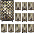 TRIROCKS Set of 12 Table Lamp 6.5'' Tall Metal Cordless Table Lamp Bronze Lanterns with Warm Fairy Lights Bulb for Patio Garden Wedding Parties Indoor Outdoor(Scalloped Hollow Pattern) by TRIROCKS