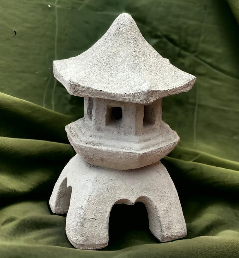 Oriental Lantern Piece Statue Concrete Massive Pagoda Sculpture Asian Zen Garden Style Decoration - Image 3