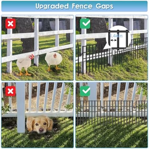 37ft (L) X 13in (H) Garden Animal Barrier Fence, 26 Pack No Dig Dog Fence Border, 1.44in Gap Decorative Fences, Rustproof Metal Wire Garden Border Fence for Dog, Rabbits Ground Stakes - Image 5