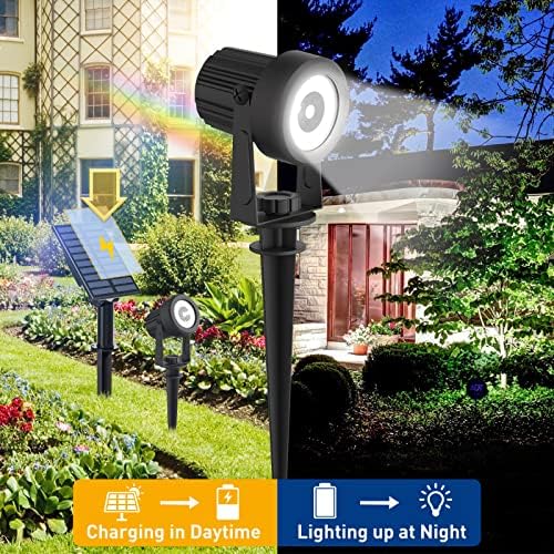 T-SUNUS Solar Garden Spot Lights, LED Solar Landscape Light Outdoor IP65 Waterproof 9.8ft Cable, Separated Solar Panel, Auto ON/Off for Garden, Driveway, Pathway, Pool Area (White 6000K) - Image 2