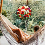Red Poppy Flower Stained Glass Window Hanging Suncatcher Gifts for Mom 9.8" - Image 4