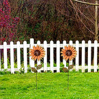Flower Garden Stakes Metal Spring Yard Sign Decorative Sunflower Plant Stake Lawn Art Patio Decor Pathway Ornaments Indoor Outdoor Decoration (36" Hx2) - Image 3
