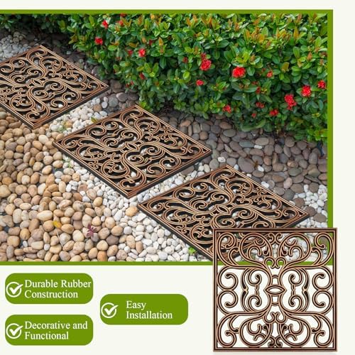 Pangda 16 Pcs Rubber Stepping Stones Outdoor, Copper, Scroll - Image 3