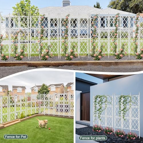 63 Inch Garden Trellis Support Fence Metal Lattice Climbing Frame White - Image 6