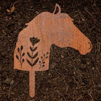 Animal Floral Metal Garden Stake | Raw Metal Patinas Over Time | Yard Art Decor Spring Summer Decorations Flower Bed Plant Stakes Marker (Horse) - Image 7