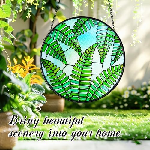 Plant Suncatcher Glass, Stained Glass Suncatcher Plant Window Hanging, Unique Nature Lover Gifts Leaf (Fern) - Image 5