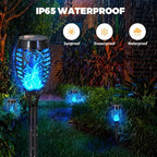 8 Pack Solar Lights Outdoor, Blue Flickering Flame Torches - Image 3