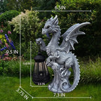 JORAE Dragon Statue with Solar Lantern Outdoor Figurine Home Decor 9.5" H - Image 3
