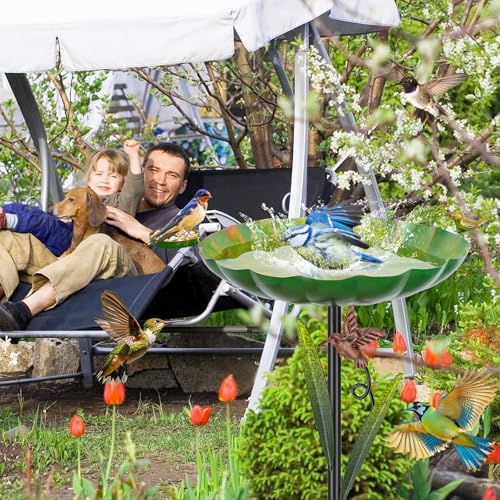 Metal Bird Bath for Outside,41.5" Freestanding Garden Birdbath Bowl - Image 7