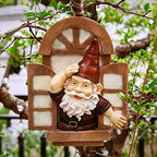 Garden Gnomes Tree Hugger, Tree Face Garden Gift, Garden Peeker Yard Art Resin, 12 inch - Image 2